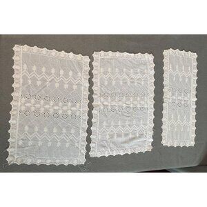 Vintage White Embroidered Lace Doilies Set of 3